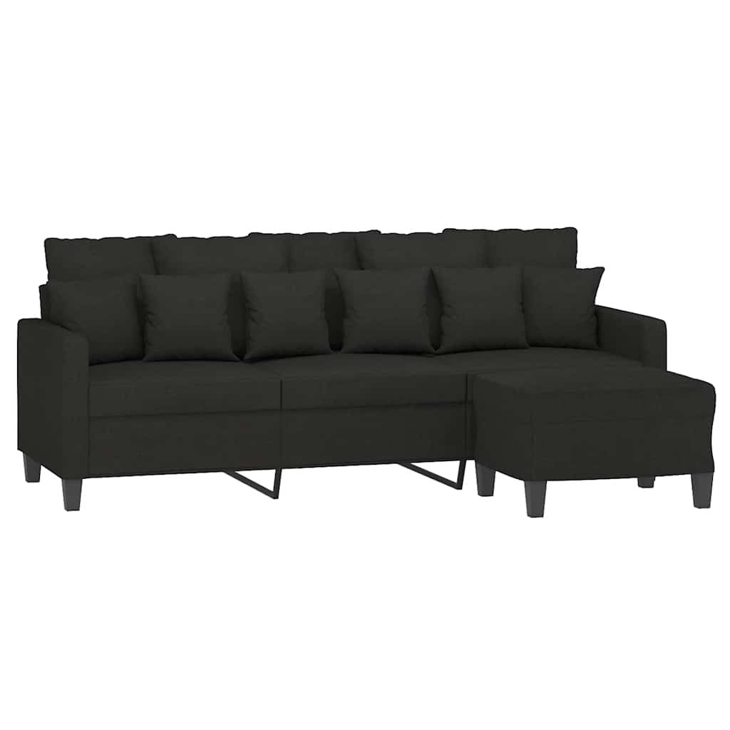 Canapé à 3 places avec repose-pieds Noir 180 cm Tissu - XIOS