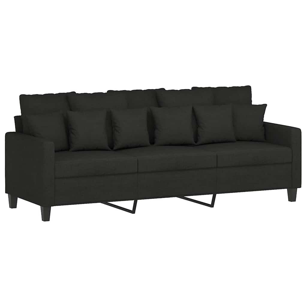 Canapé à 3 places avec repose-pieds Noir 180 cm Tissu - XIOS