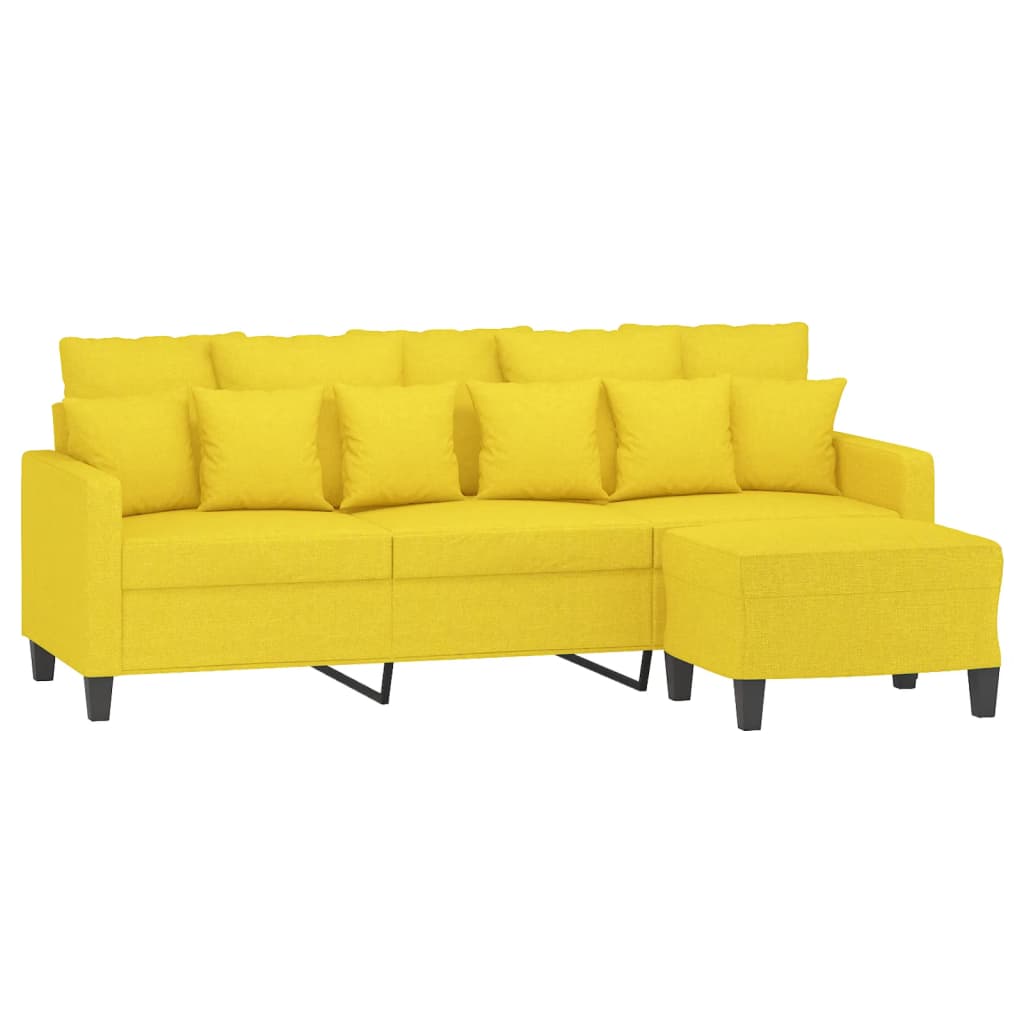 Canapé à 3 places avec repose-pieds Jaune clair 180 cm Tissu - XIOS