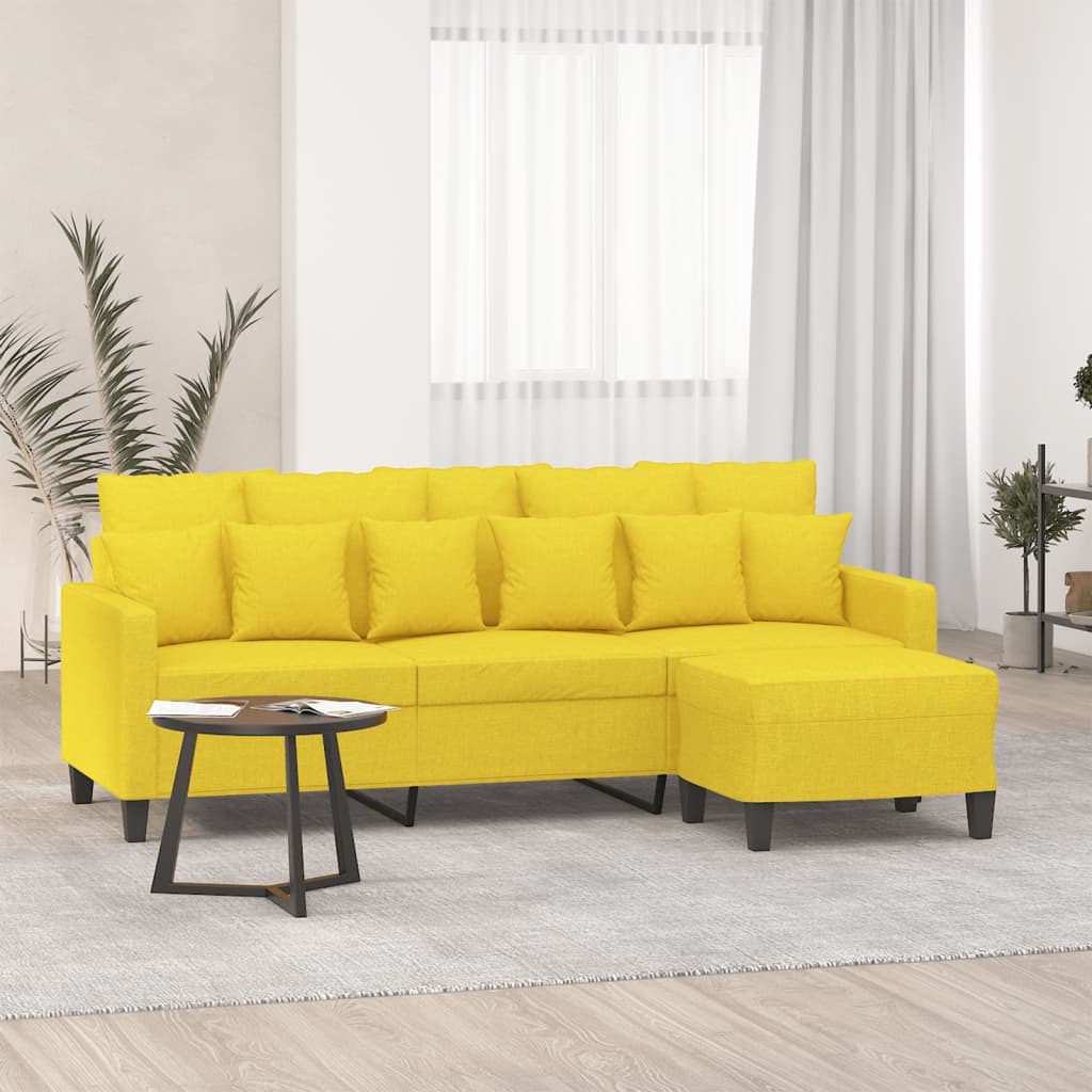Canapé à 3 places avec repose-pieds Jaune clair 180 cm Tissu - XIOS