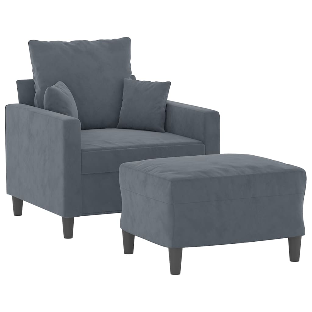 Fauteuil avec repose-pied Gris foncé 60 cm Velours - XIOS