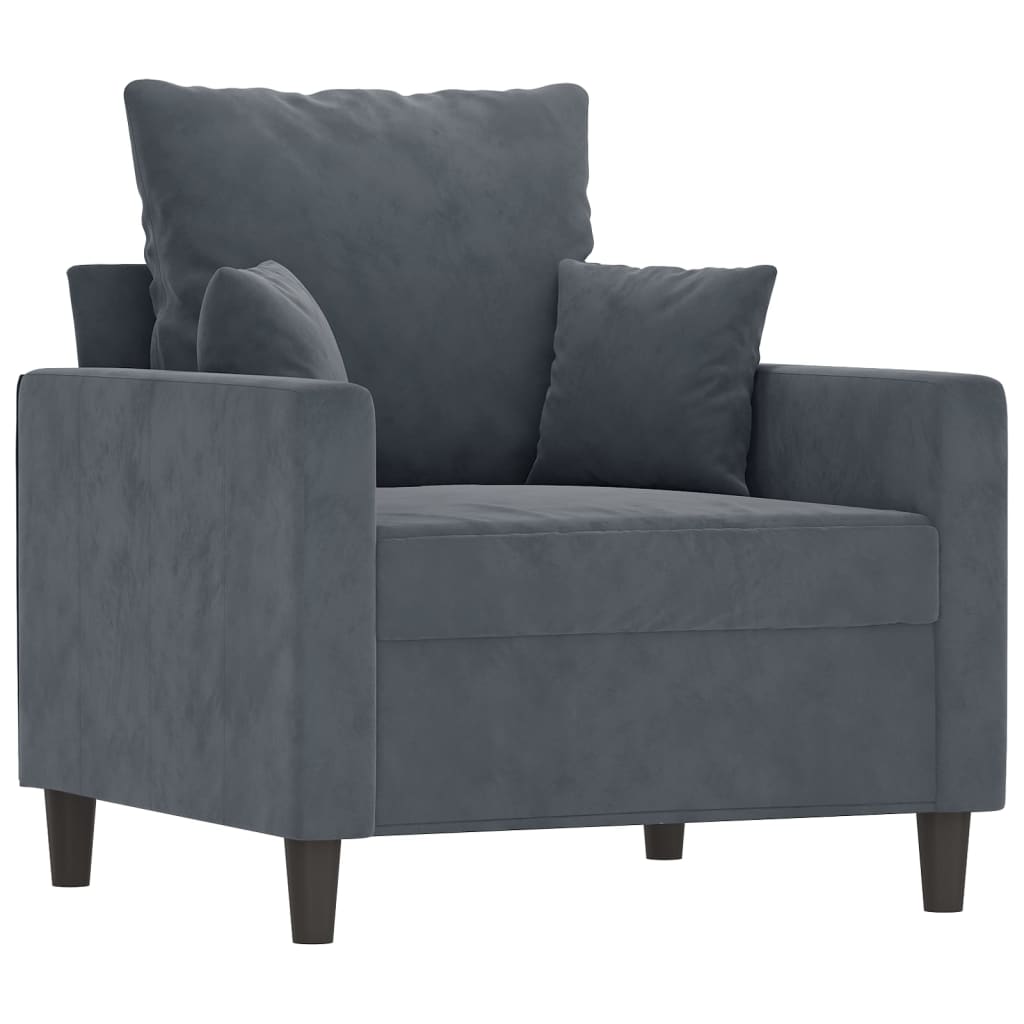 Fauteuil avec repose-pied Gris foncé 60 cm Velours - XIOS