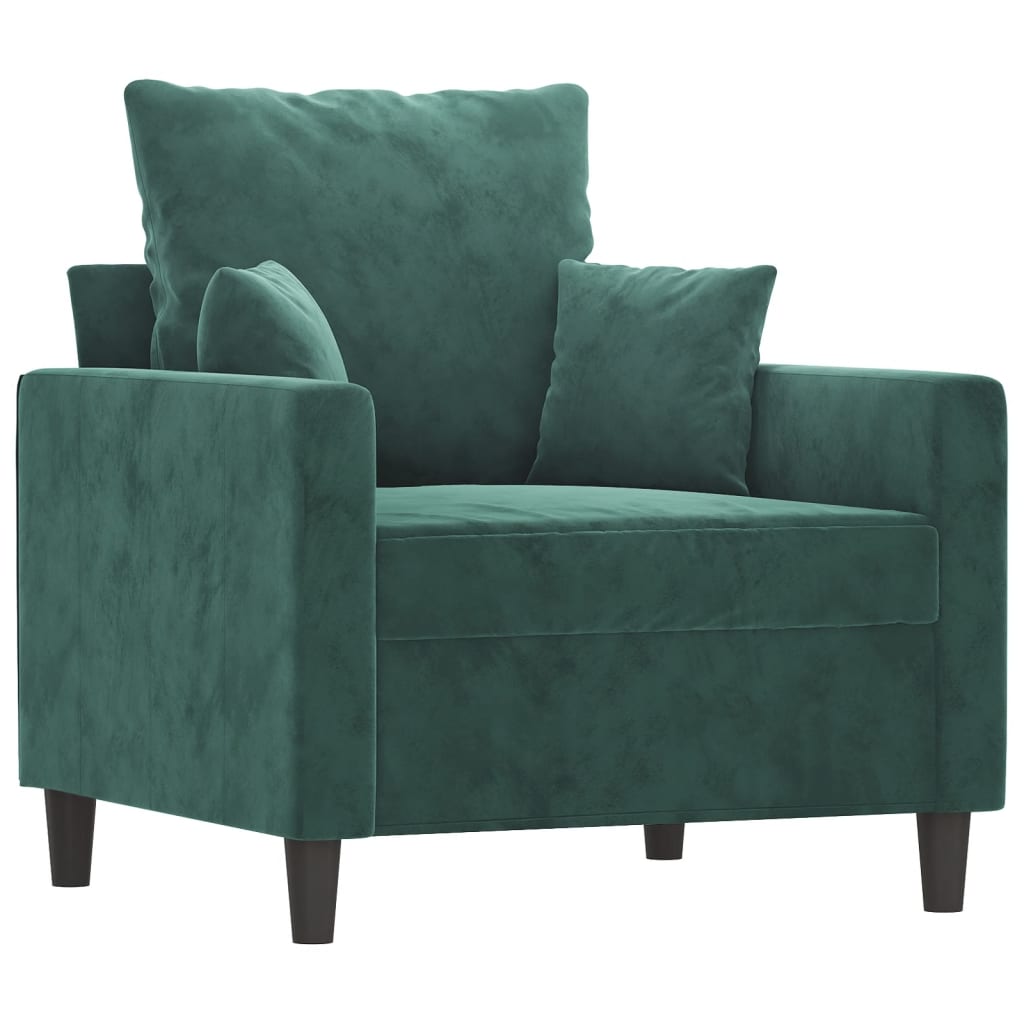 Fauteuil avec repose-pied Vert foncé 60 cm Velours - XIOS
