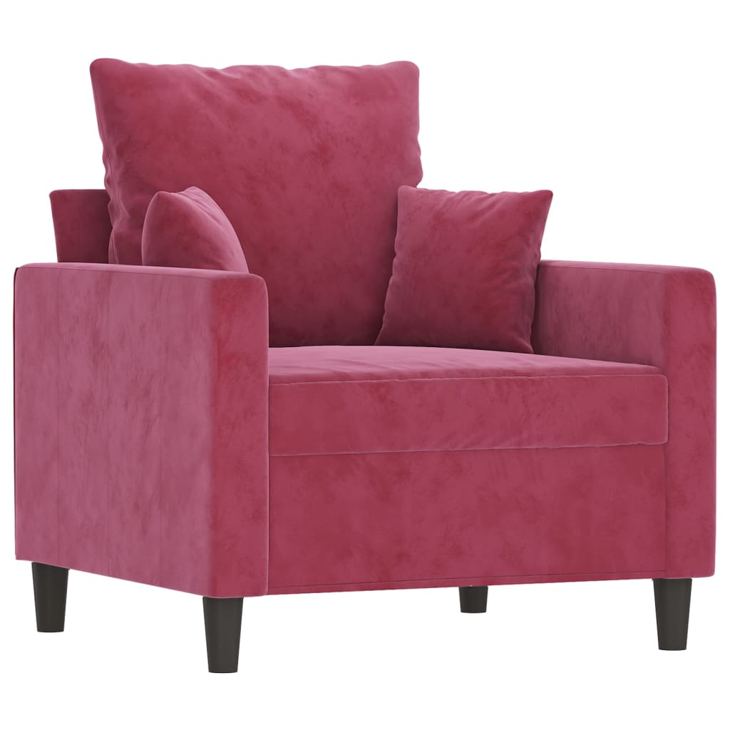 Fauteuil avec repose-pied Rouge bordeaux 60 cm Velours - XIOS