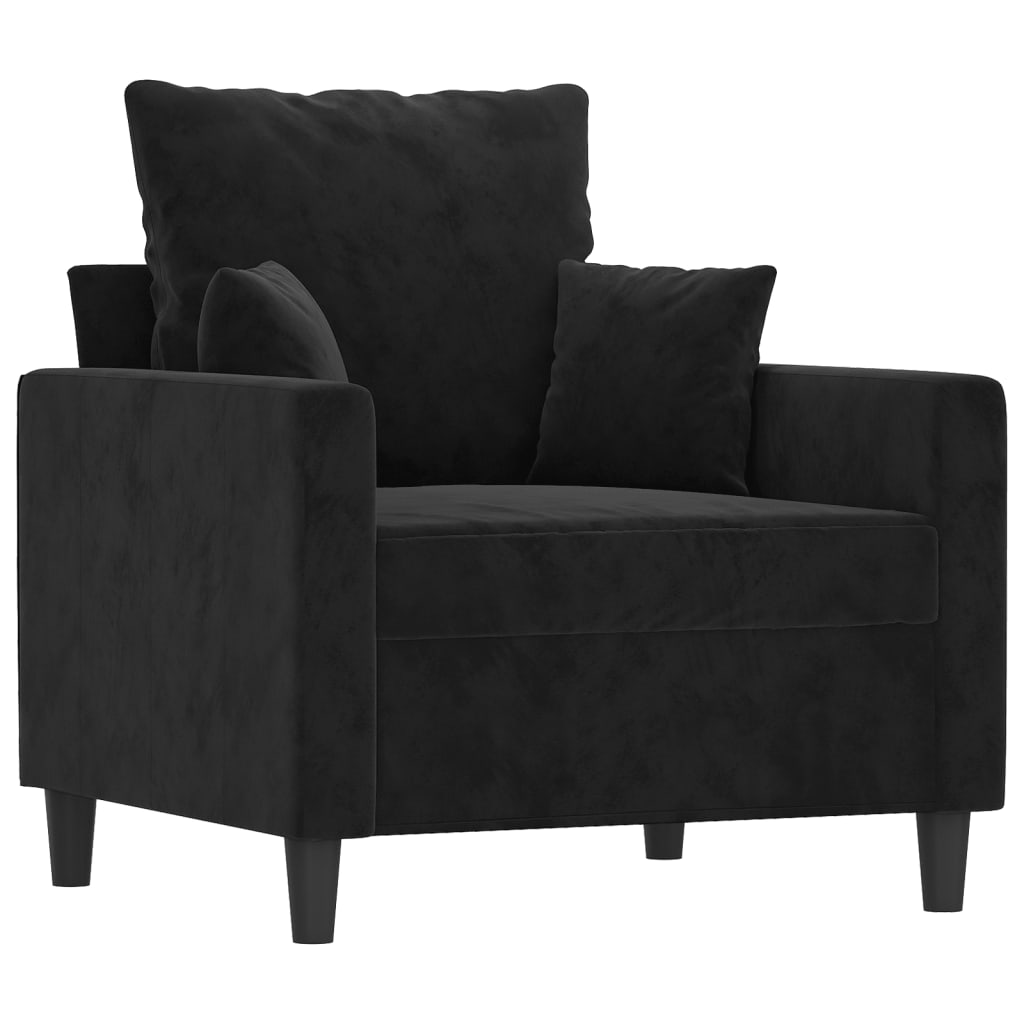 Fauteuil avec repose-pied Noir 60 cm Velours - XIOS