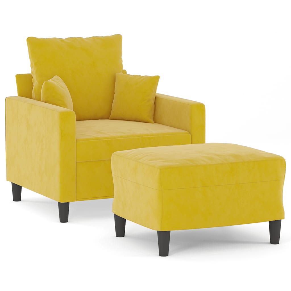 Fauteuil avec repose-pied jaune 60 cm velours - XIOS
