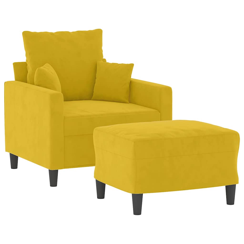 Fauteuil avec repose-pied jaune 60 cm velours - XIOS