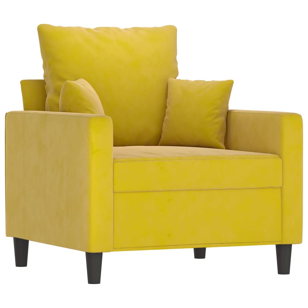Fauteuil avec repose-pied jaune 60 cm velours - XIOS