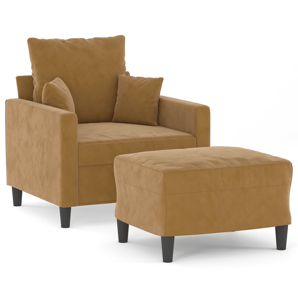 Fauteuil avec repose-pied Marron 60 cm Velours - XIOS