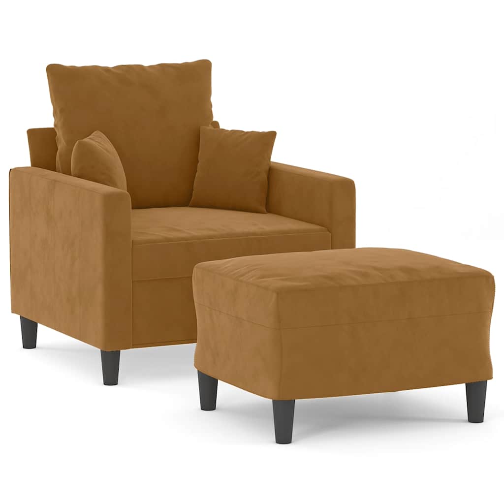 Fauteuil avec repose-pied Marron 60 cm Velours - XIOS