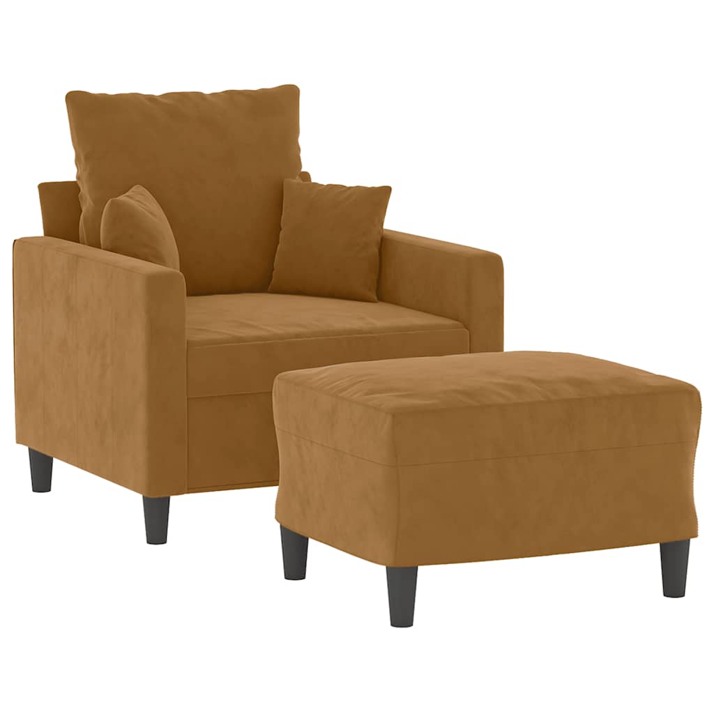 Fauteuil avec repose-pied Marron 60 cm Velours - XIOS