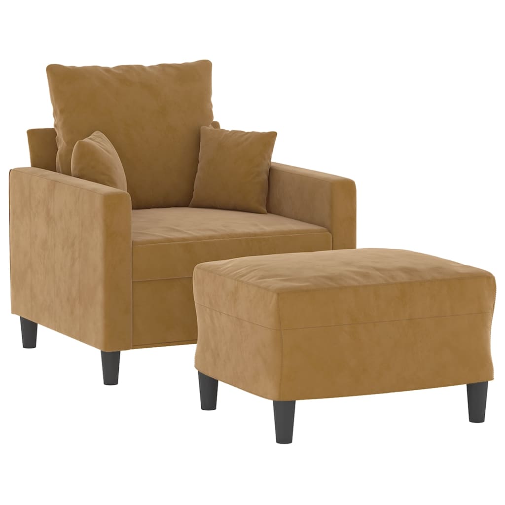 Fauteuil avec repose-pied Marron 60 cm Velours - XIOS