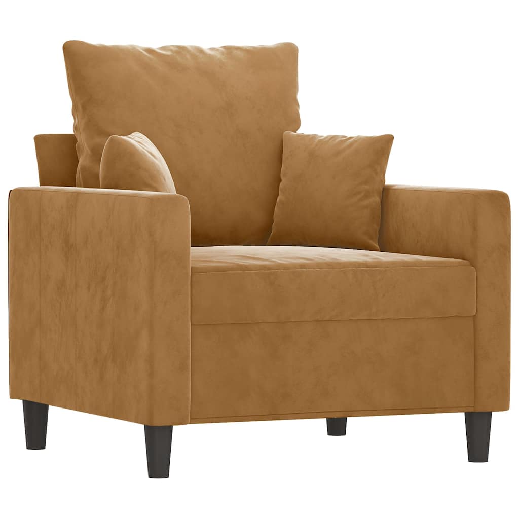 Fauteuil avec repose-pied Marron 60 cm Velours - XIOS