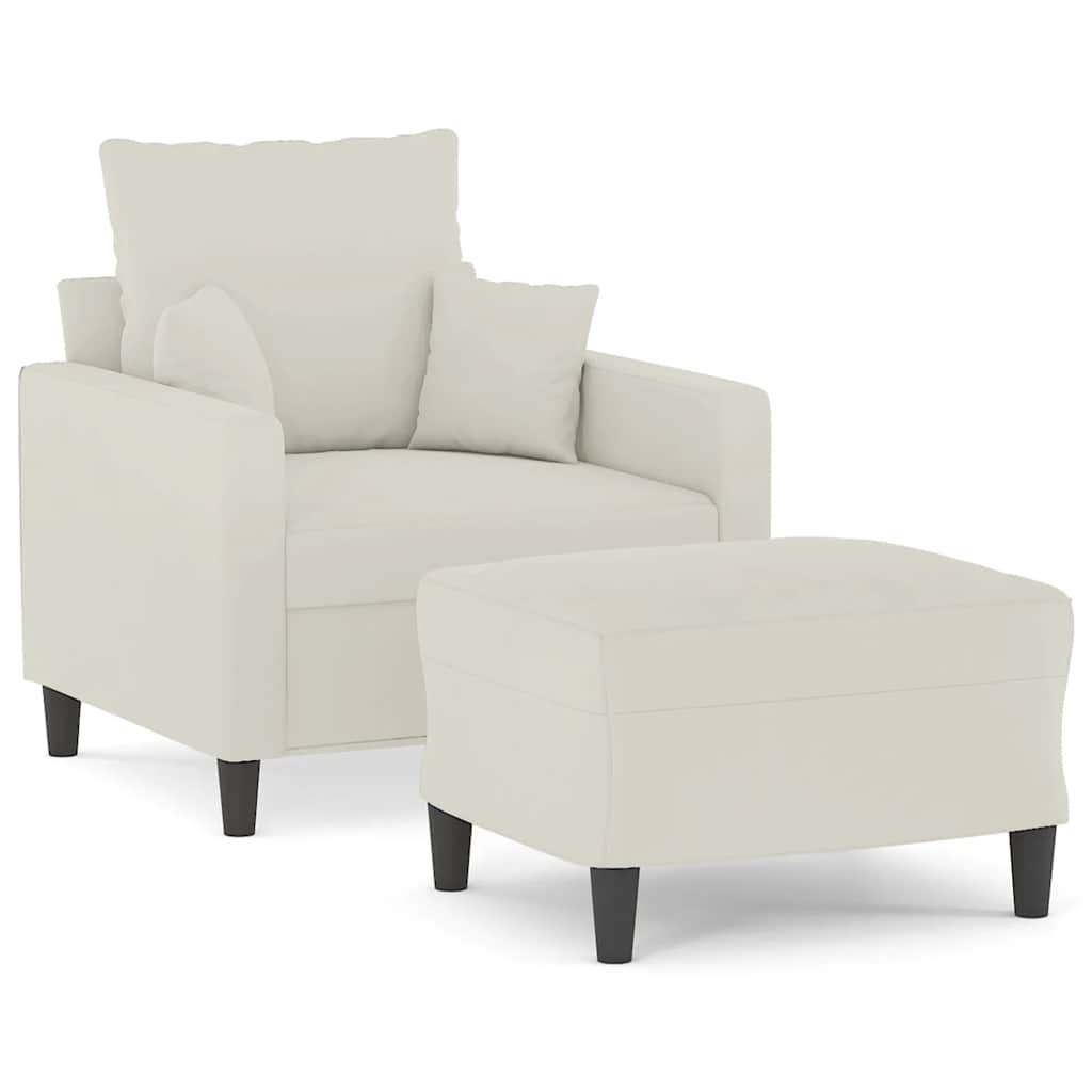 Fauteuil avec repose-pied Crème 60 cm Velours - XIOS