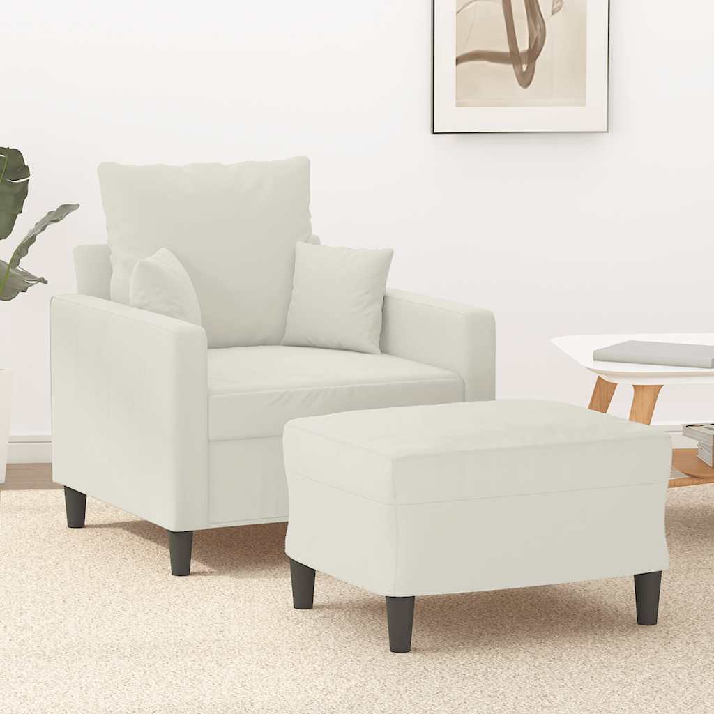 Fauteuil avec repose-pied Crème 60 cm Velours - XIOS