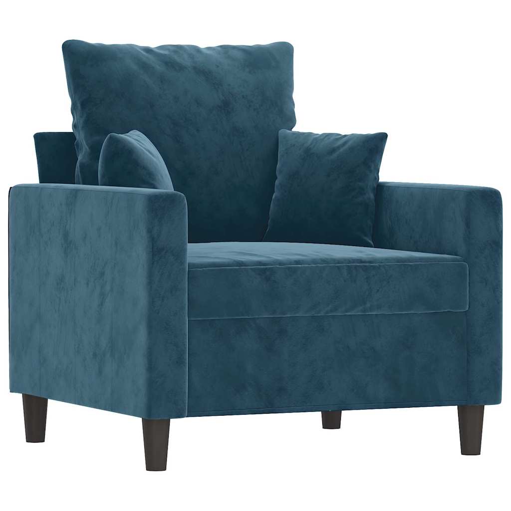 Fauteuil avec repose-pied Bleu 60 cm Velours - XIOS