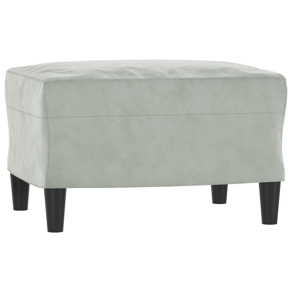 Canapé à 3 places avec repose-pieds Gris clair 180 cm Velours - XIOS