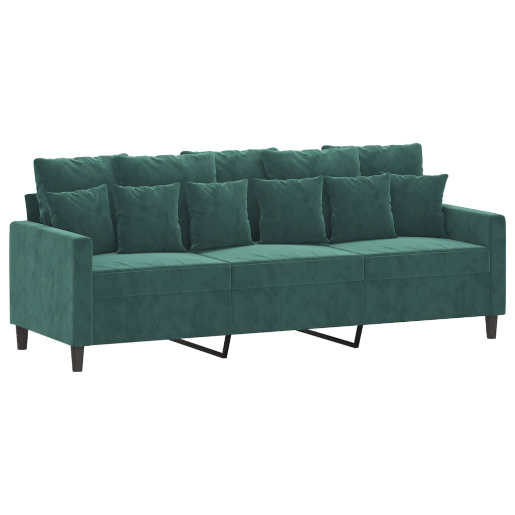 Canapé à 3 places avec repose-pieds Vert foncé 180 cm Velours - XIOS