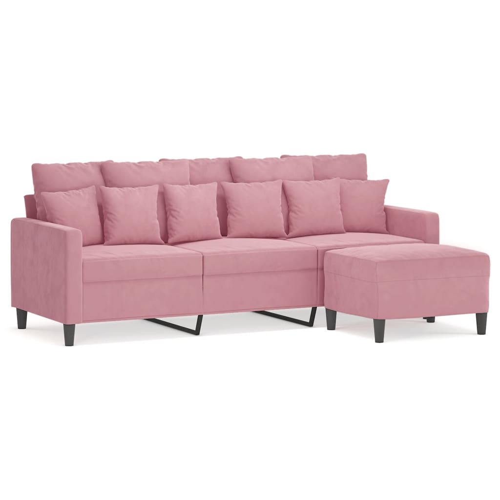 Canapé à 3 places avec repose-pieds Rose 180 cm Velours - XIOS
