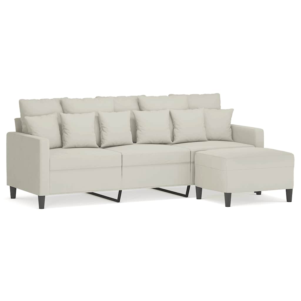 Canapé à 3 places avec repose-pieds Crème 180 cm Velours - XIOS