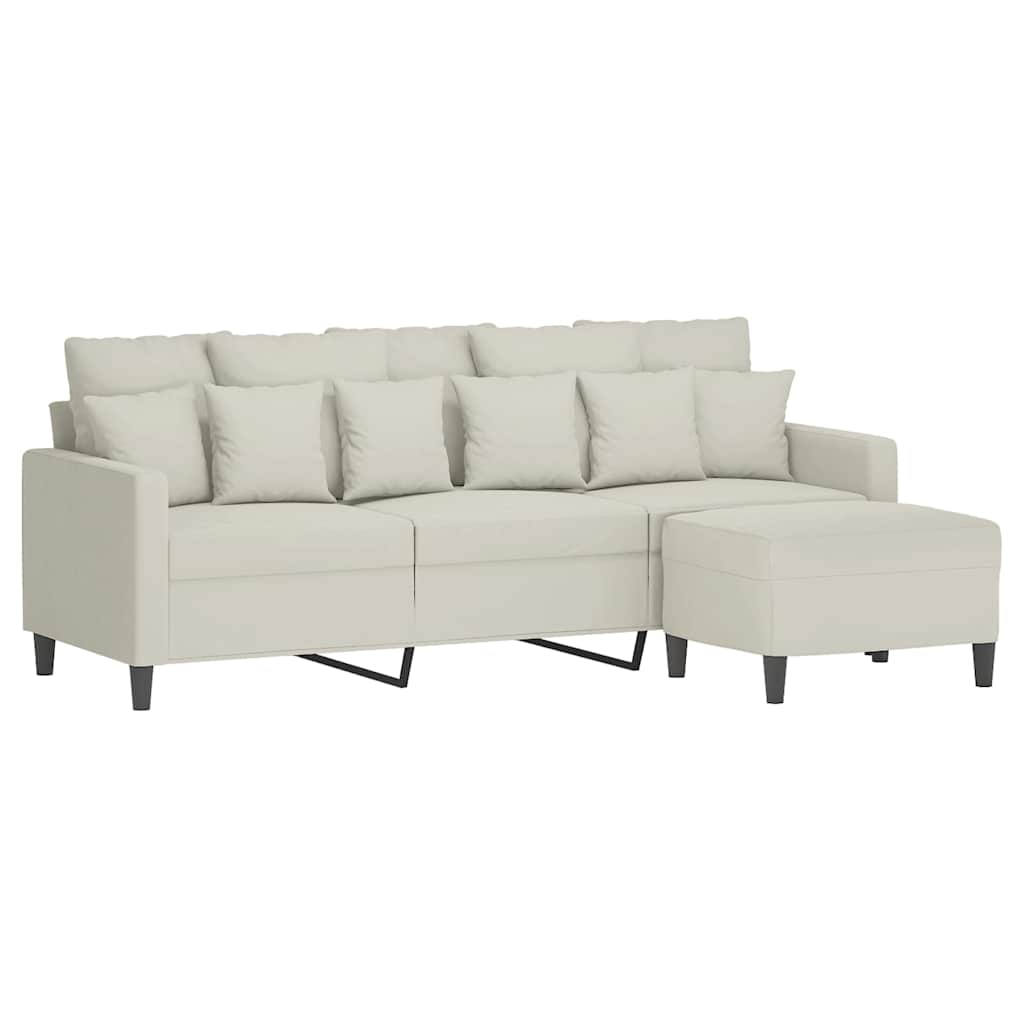 Canapé à 3 places avec repose-pieds Crème 180 cm Velours - XIOS