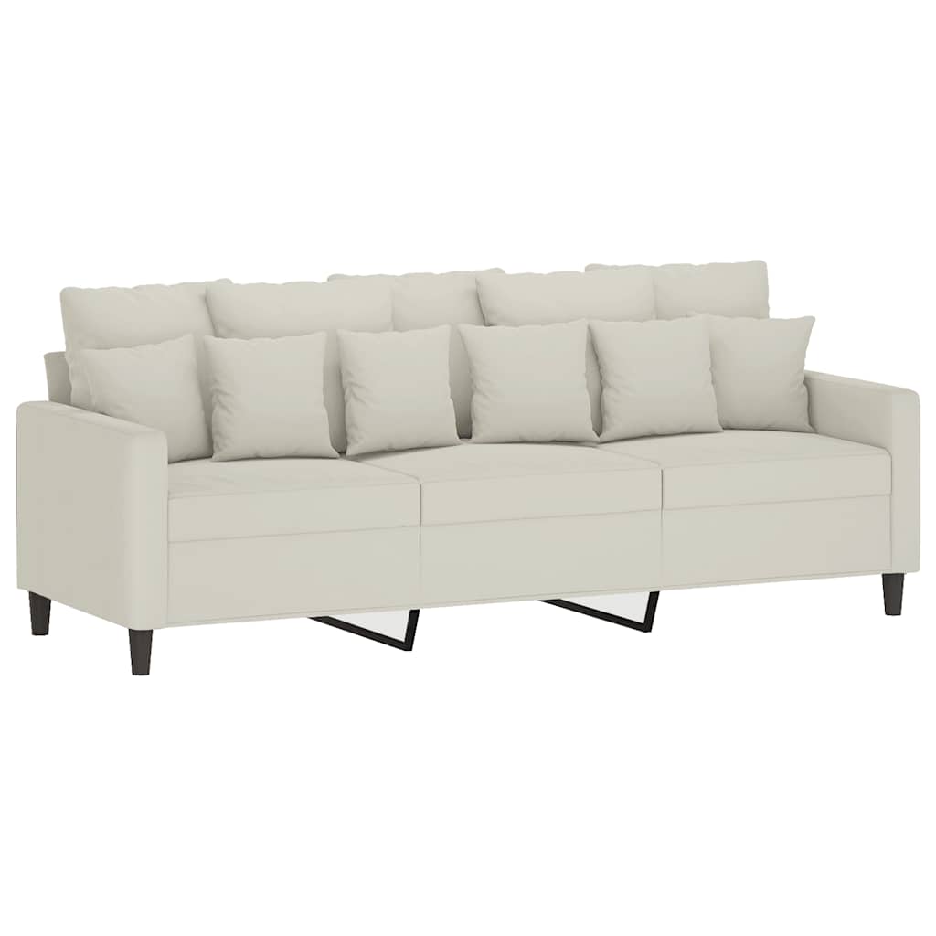 Canapé à 3 places avec repose-pieds Crème 180 cm Velours - XIOS