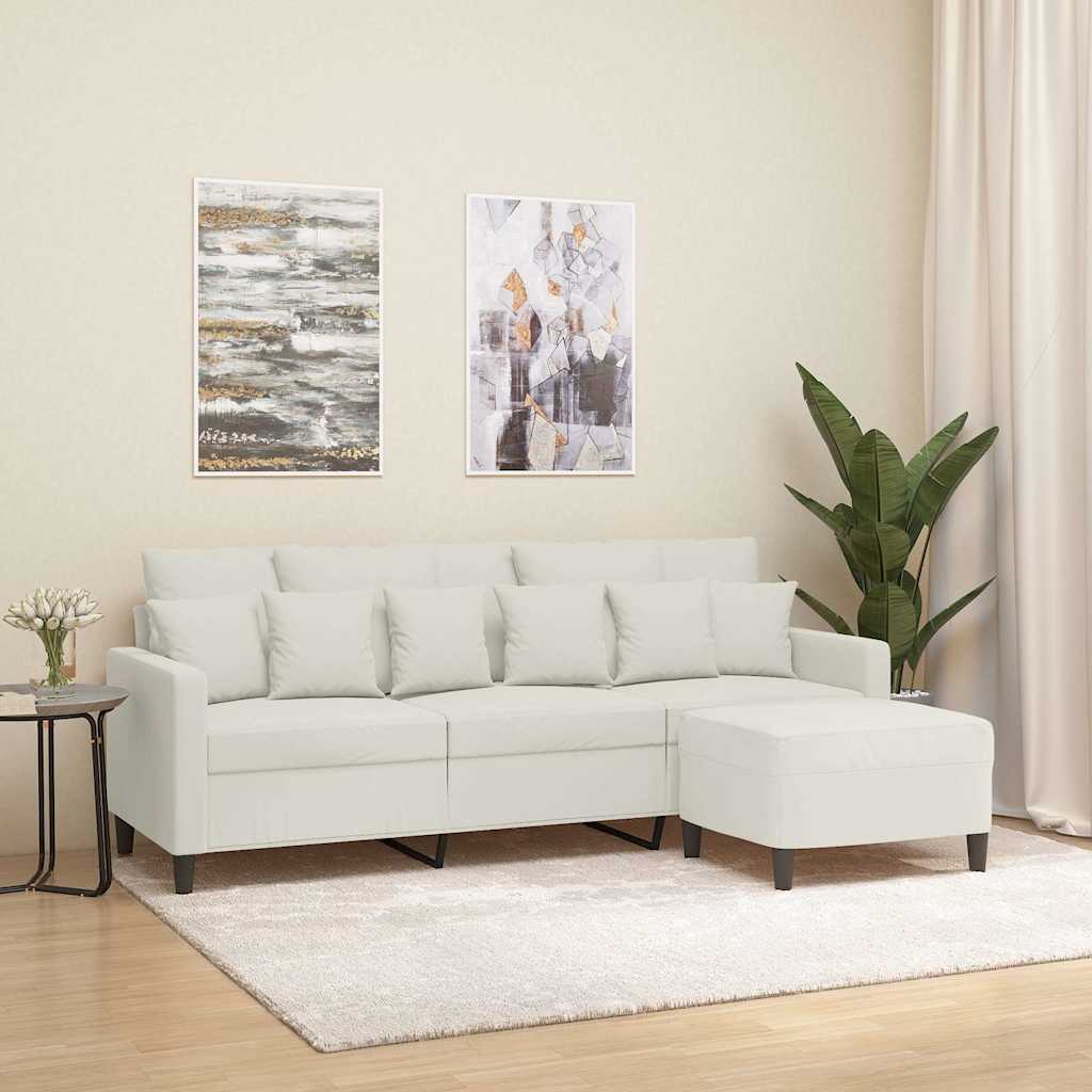 Canapé à 3 places avec repose-pieds Crème 180 cm Velours - XIOS