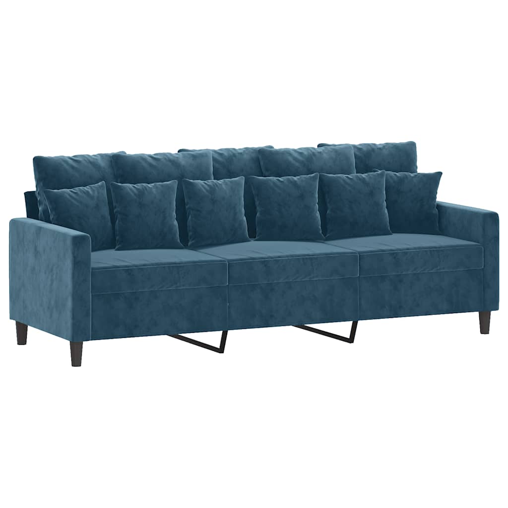 Canapé à 3 places avec repose-pieds Bleu 180 cm Velours - XIOS