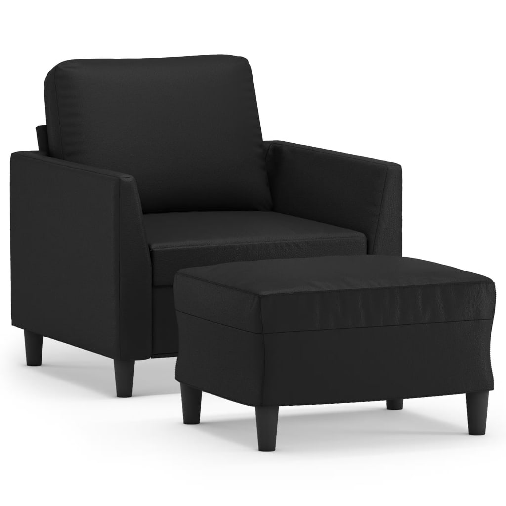 Fauteuil avec repose-pied Noir 60 cm Similicuir - XIOS