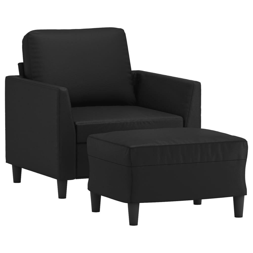 Fauteuil avec repose-pied Noir 60 cm Similicuir - XIOS