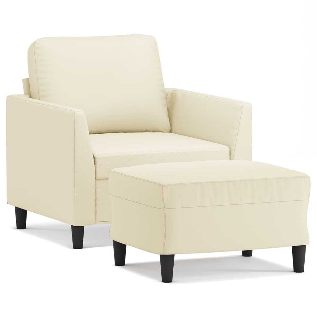 Fauteuil avec repose-pied Crème 60 cm Similicuir - XIOS