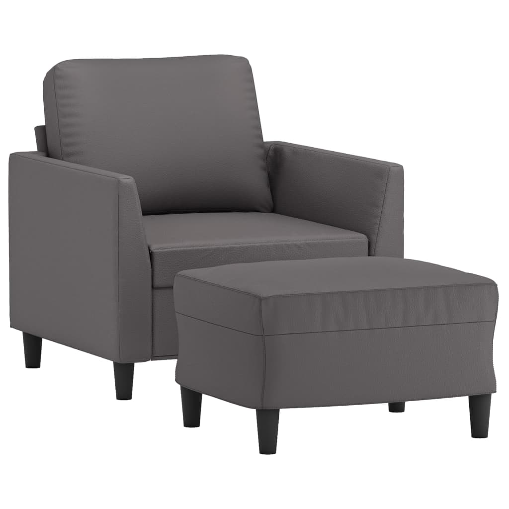 Fauteuil avec repose-pied Gris 60 cm Similicuir - XIOS