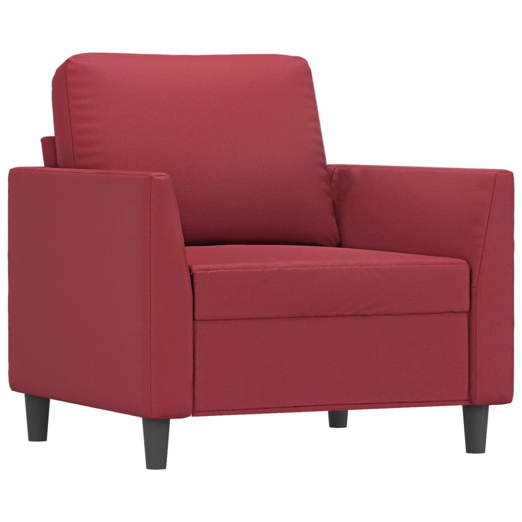 Fauteuil avec repose-pied Rouge bordeaux 60 cm Similicuir - XIOS