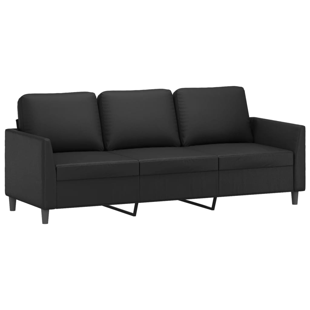 Canapé à 3 places avec repose-pieds Noir 180 cm Similicuir - XIOS