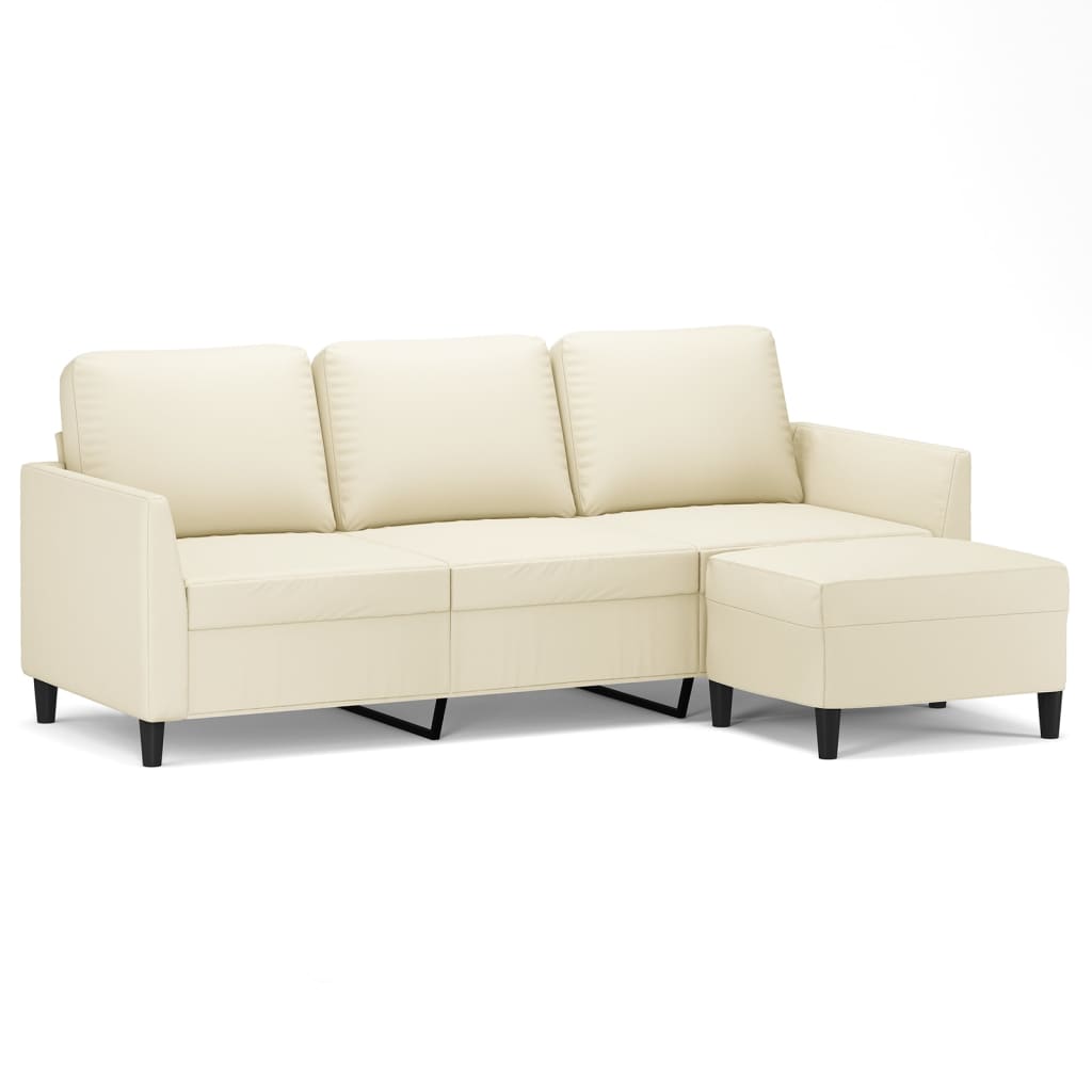 Canapé à 3 places avec repose-pieds Crème 180 cm Similicuir - XIOS