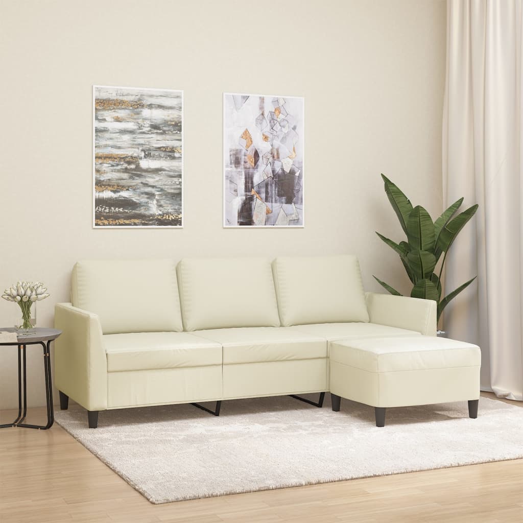 Canapé à 3 places avec repose-pieds Crème 180 cm Similicuir - XIOS