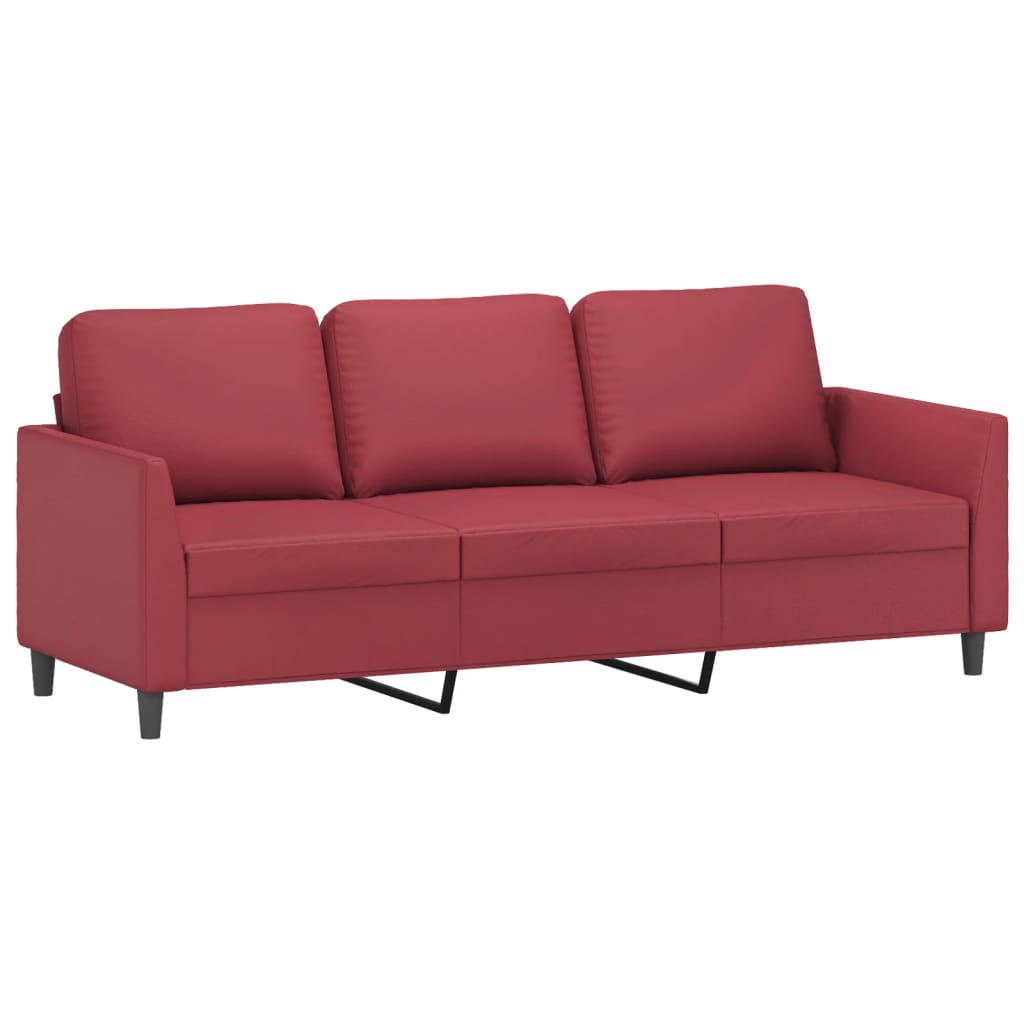 Canapé à 3 places repose-pieds Rouge bordeaux 180 cm Similicuir - XIOS