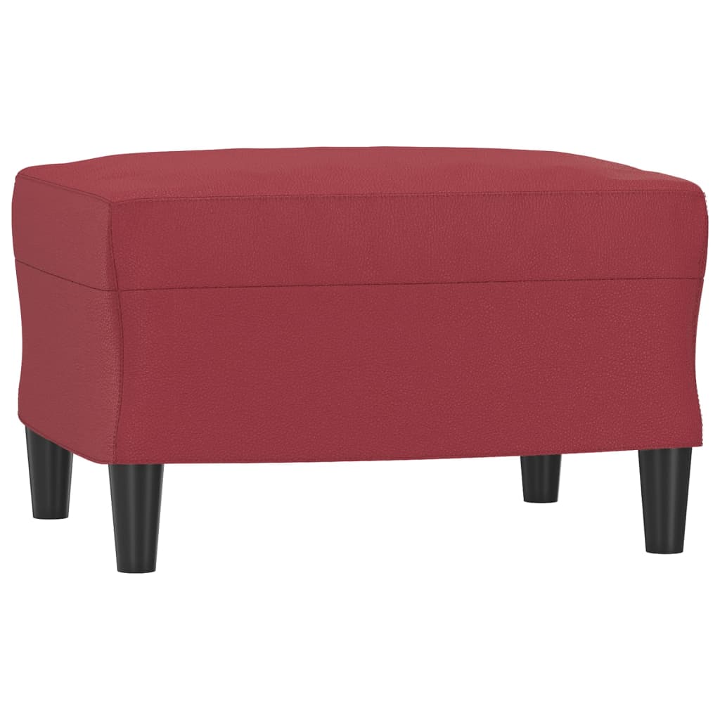 Canapé à 3 places repose-pieds Rouge bordeaux 180 cm Similicuir - XIOS