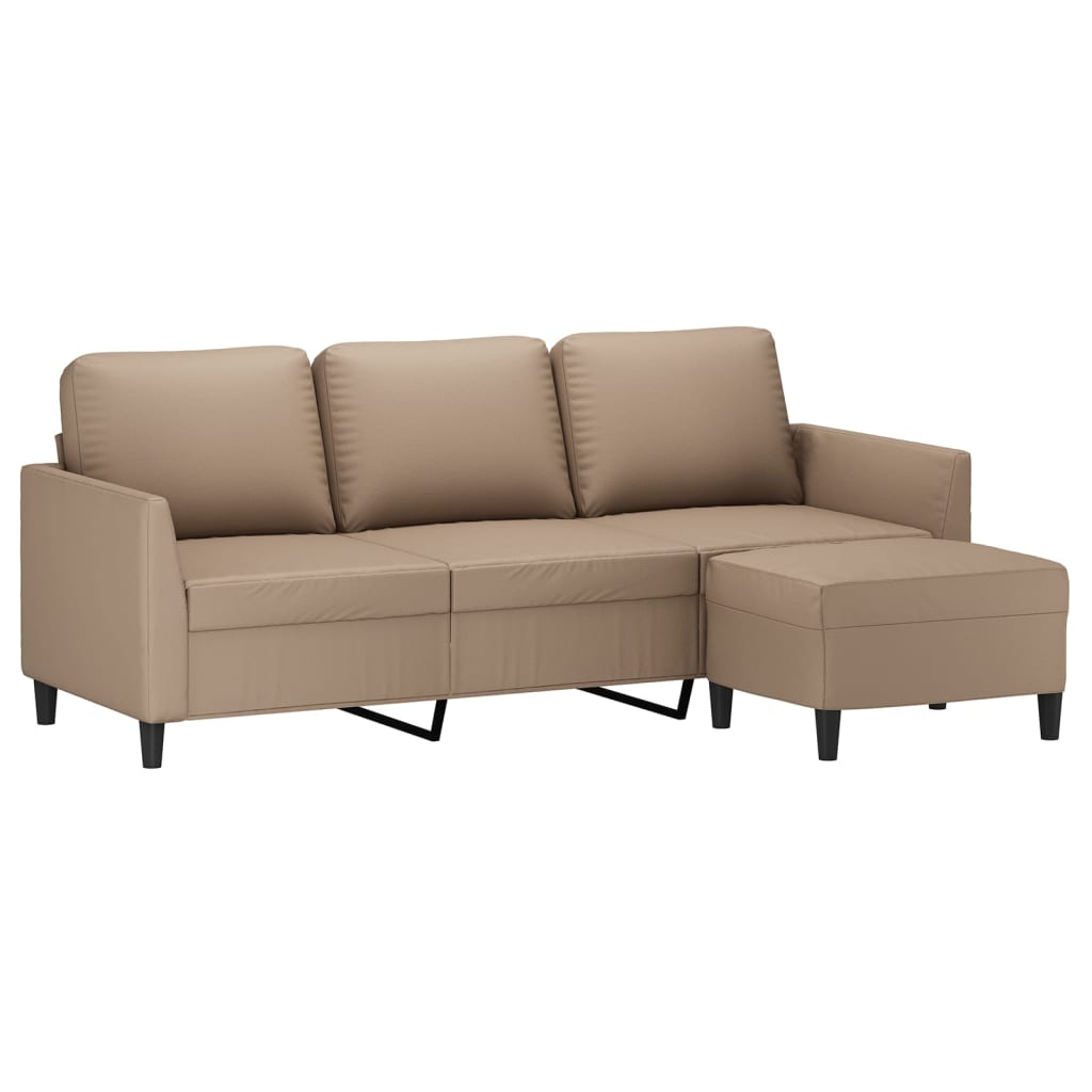 Canapé à 3 places avec repose-pieds Cappuccino 180cm Similicuir - XIOS