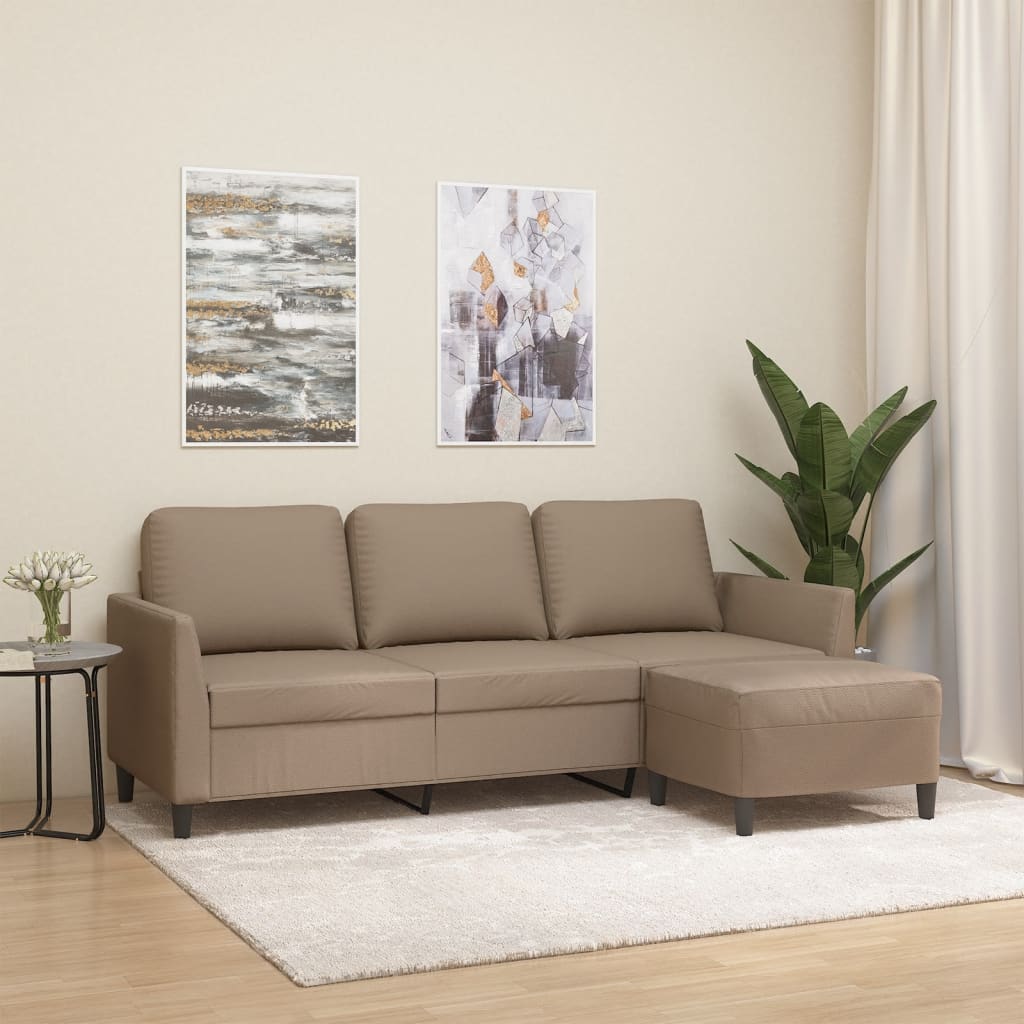 Canapé à 3 places avec repose-pieds Cappuccino 180cm Similicuir - XIOS