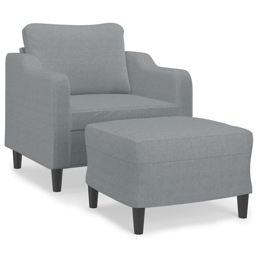 Fauteuil avec repose-pied Gris clair 60 cm Tissu - XIOS