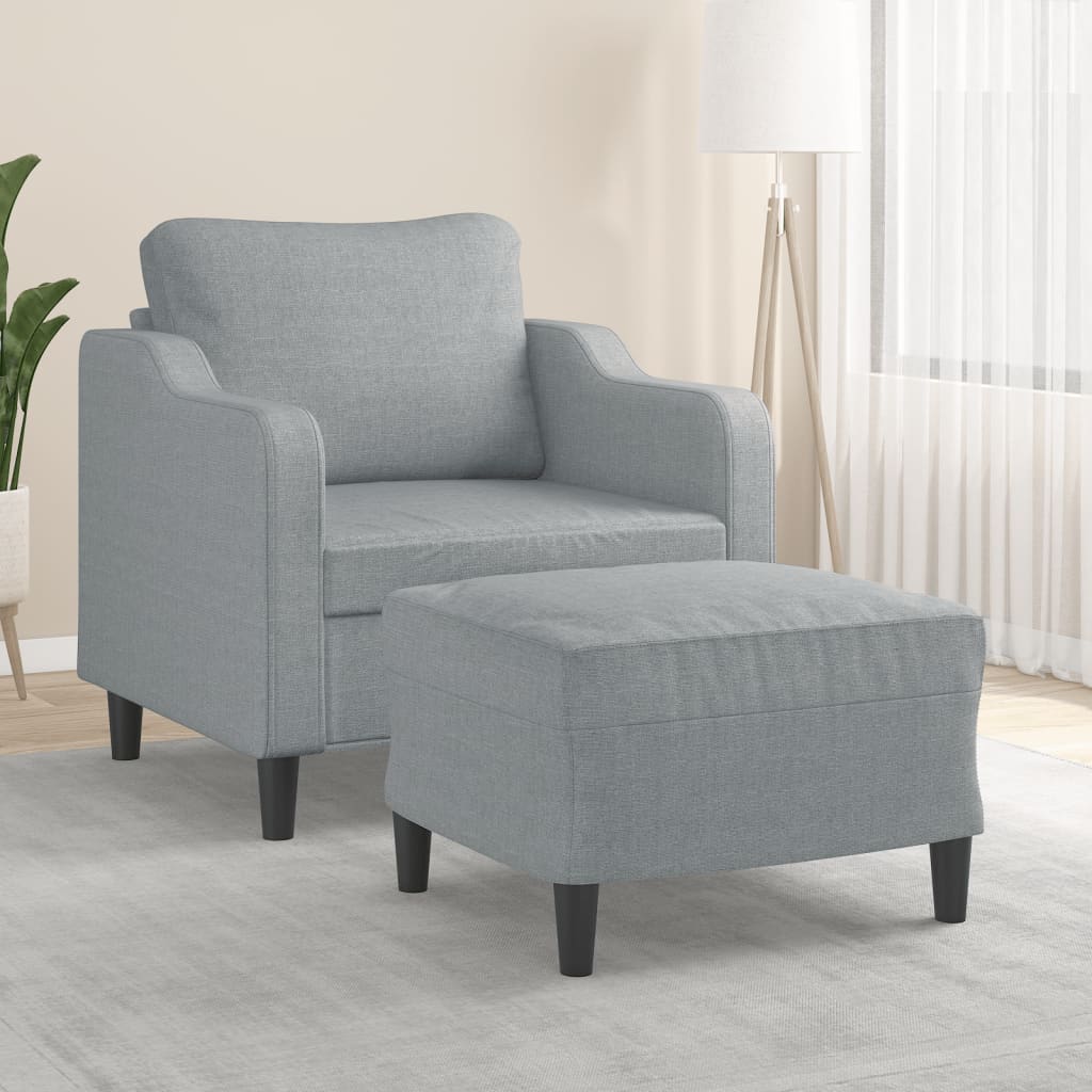 Fauteuil avec repose-pied Gris clair 60 cm Tissu - XIOS
