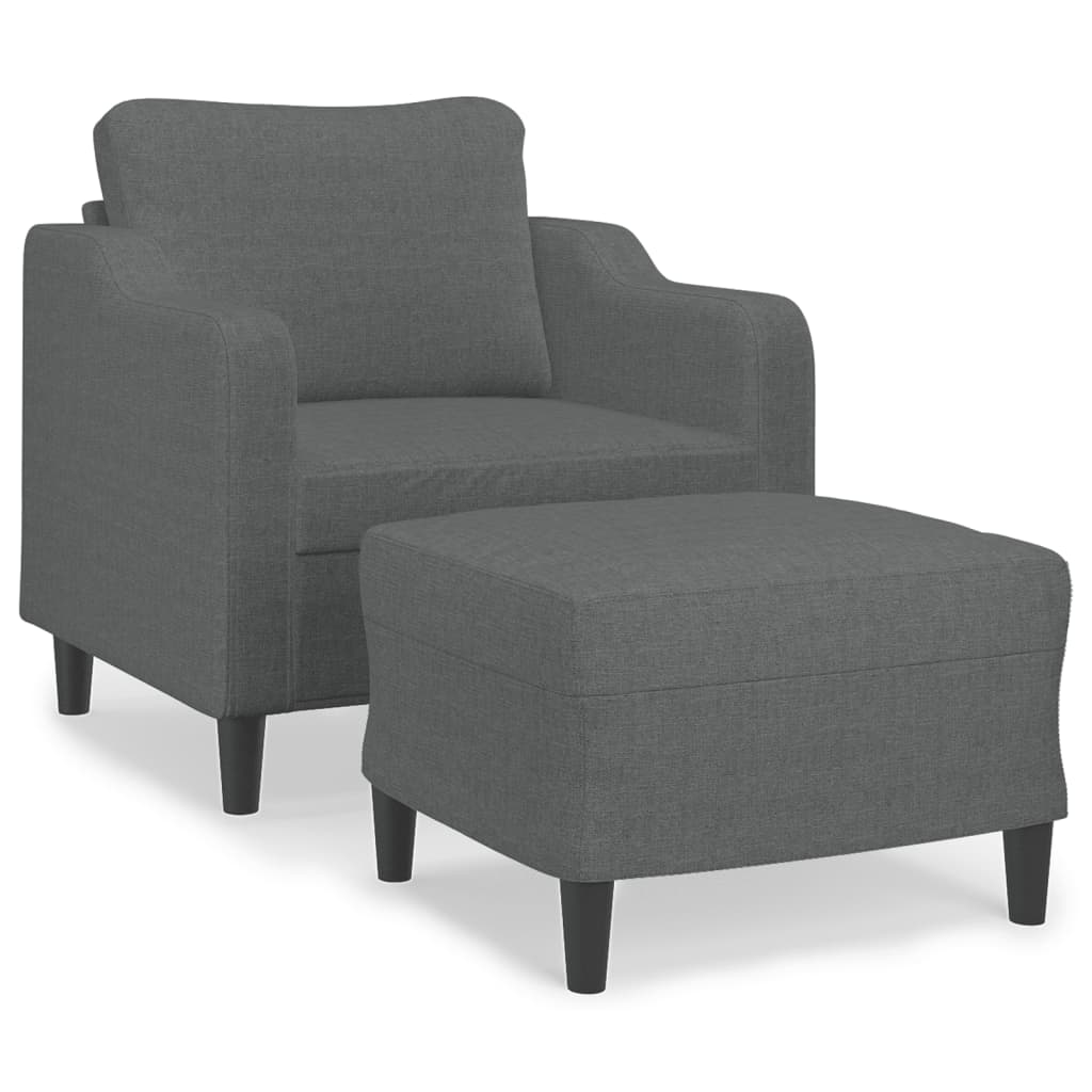 Fauteuil avec repose-pied Gris foncé 60 cm Tissu - XIOS
