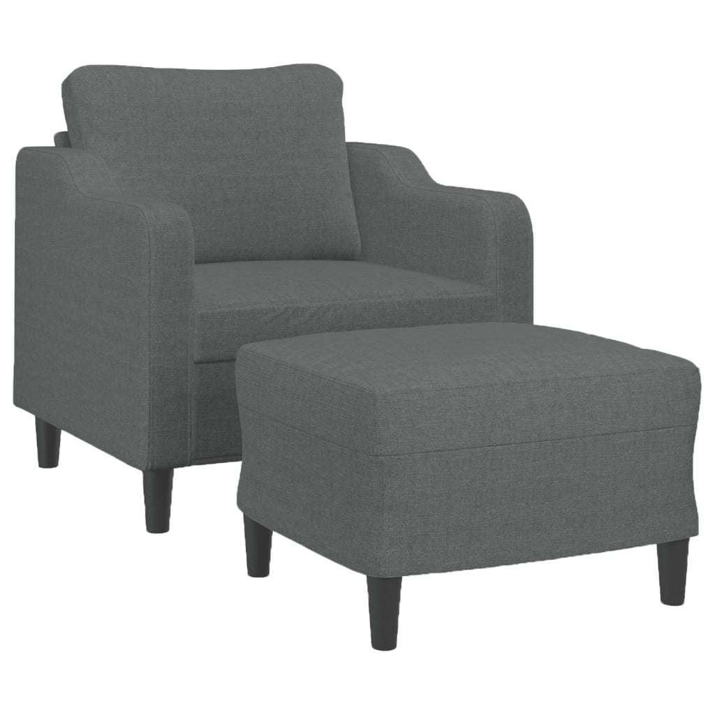 Fauteuil avec repose-pied Gris foncé 60 cm Tissu - XIOS