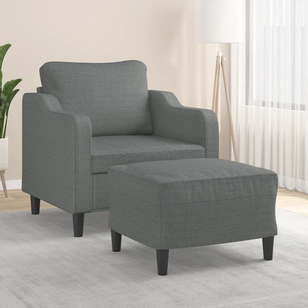 Fauteuil avec repose-pied Gris foncé 60 cm Tissu - XIOS