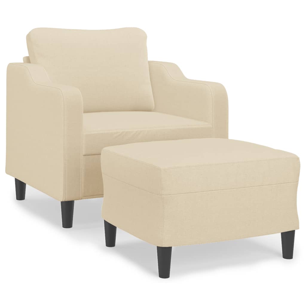 Fauteuil avec repose-pied Crème 60 cm Tissu - XIOS