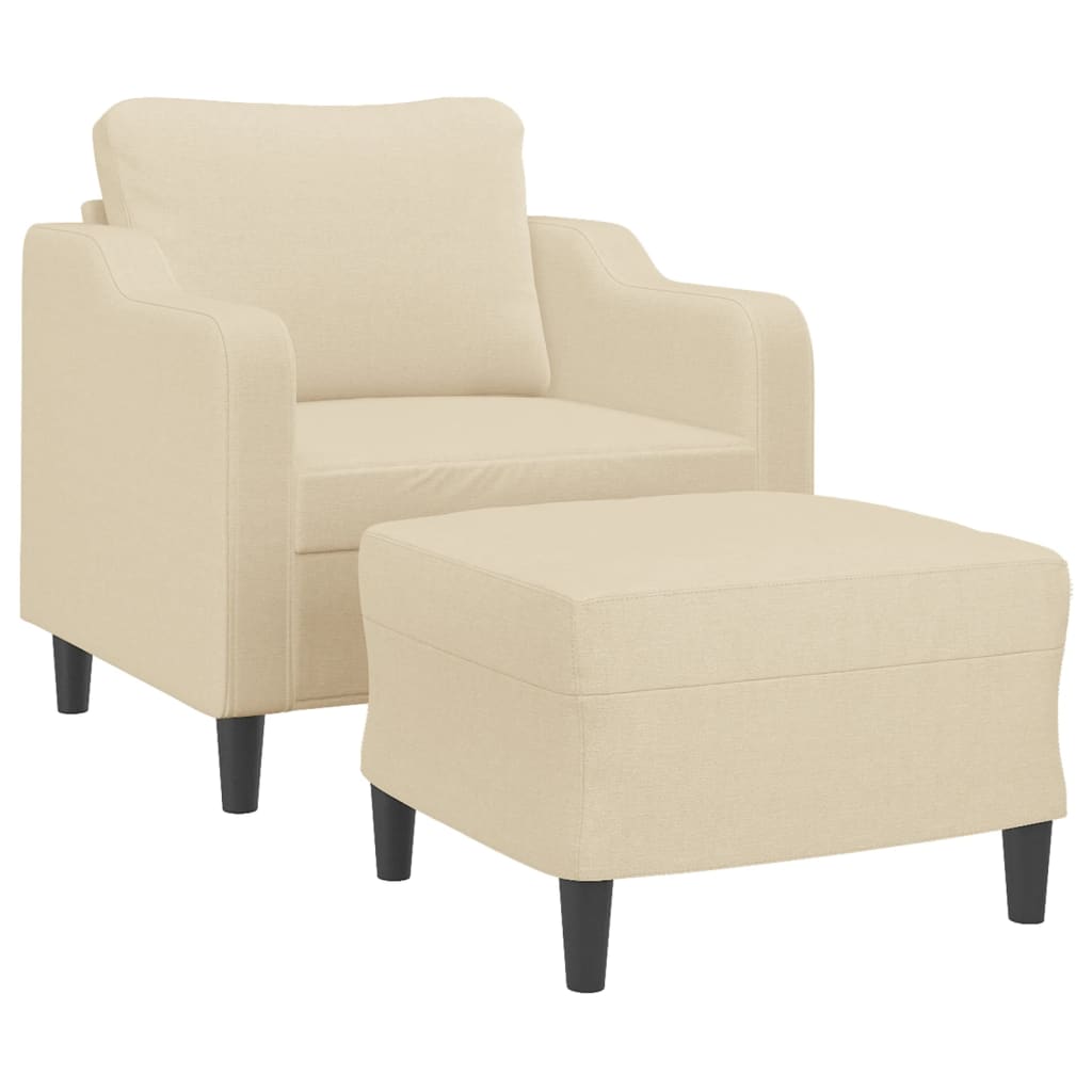 Fauteuil avec repose-pied Crème 60 cm Tissu - XIOS