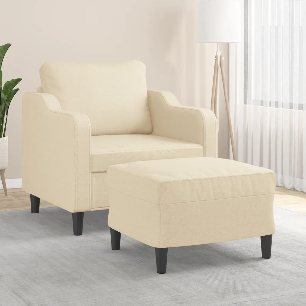 Fauteuil avec repose-pied Crème 60 cm Tissu - XIOS