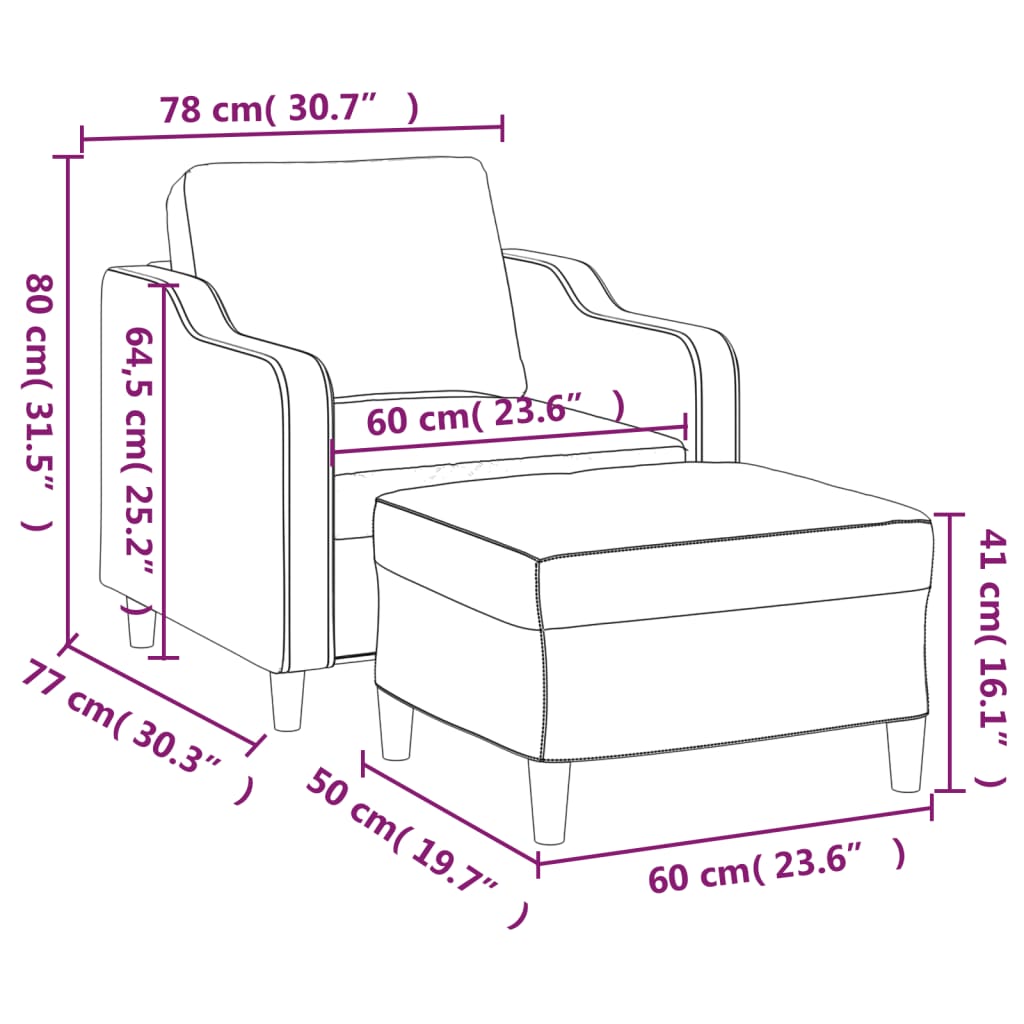 Fauteuil avec repose-pied Marron 60 cm Tissu - XIOS
