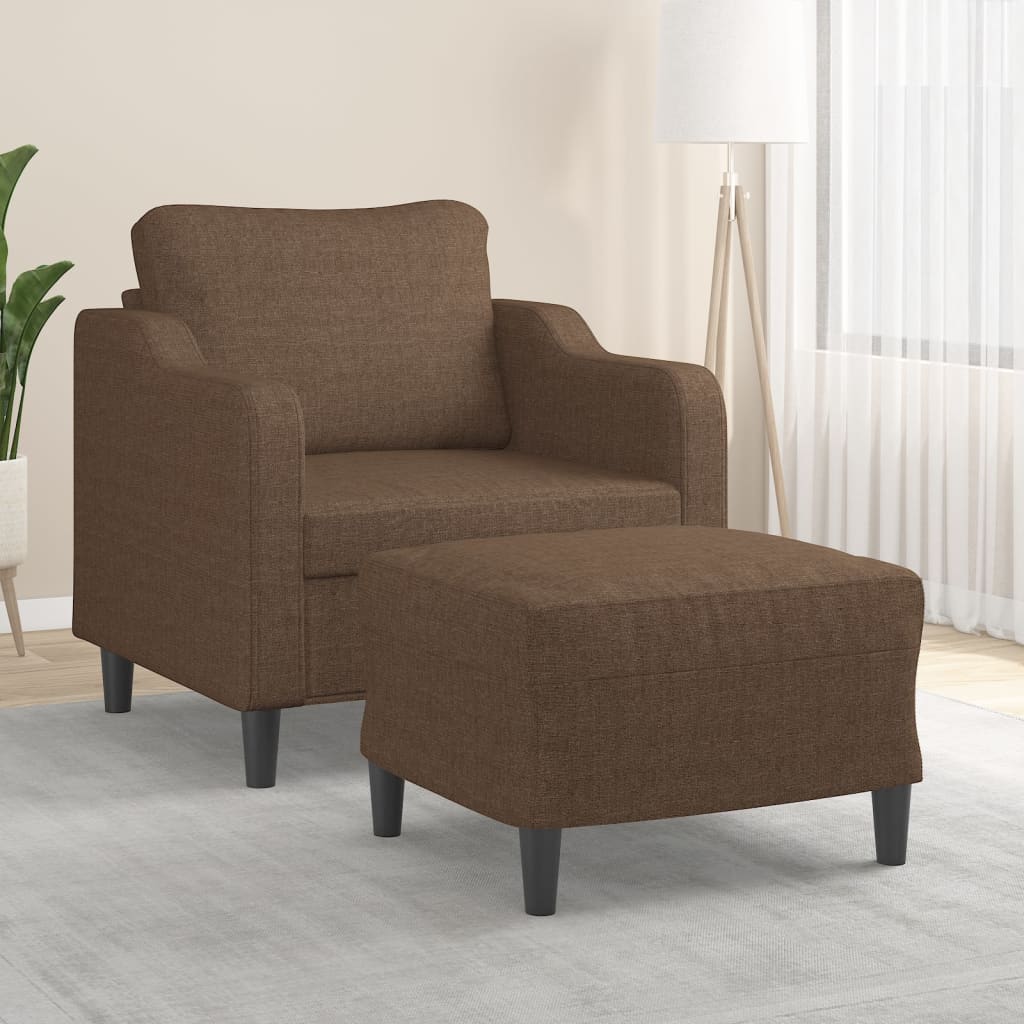 Fauteuil avec repose-pied Marron 60 cm Tissu - XIOS